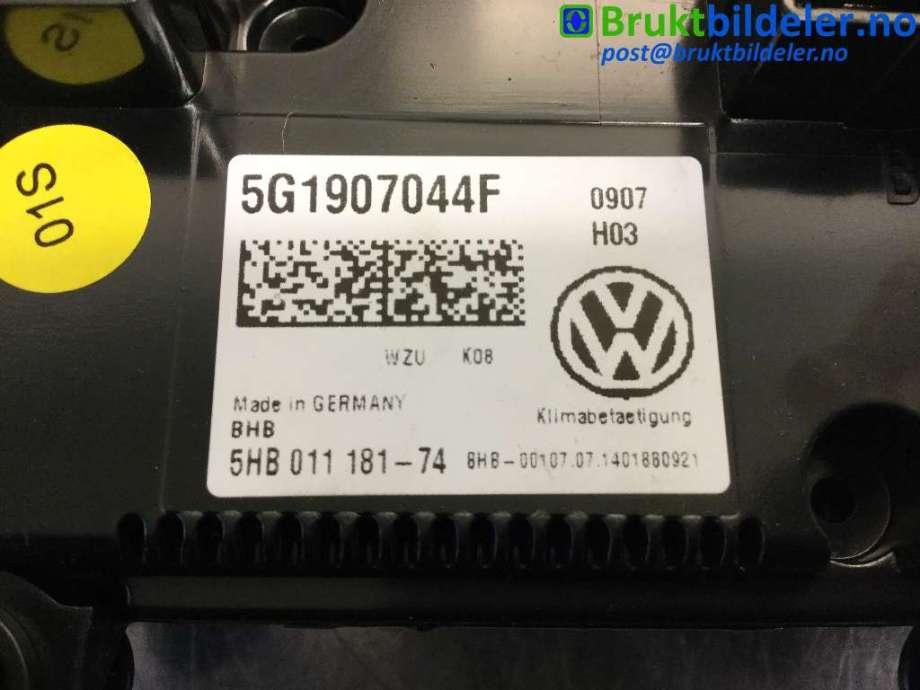 Varmeapparat betjening til VW Golf Sportsvan 2014-2018  (VOLKSWAGEN|5G1 907 044 F|)