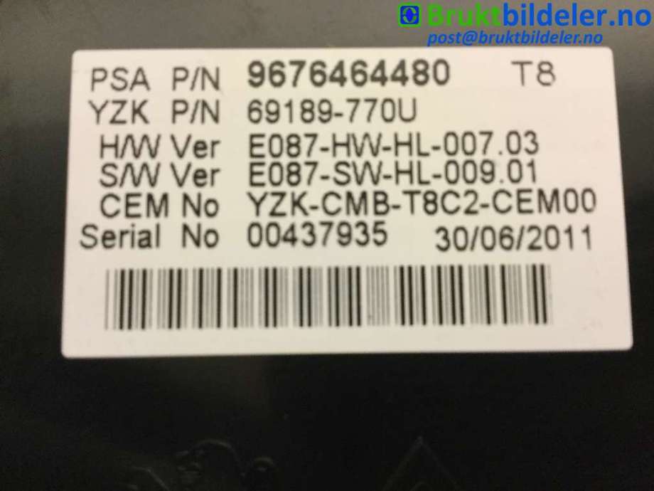 Instrumentpanel til Peugeot 3008 2009-2016 (Type I)  (PEUGEOT|9676464480|)