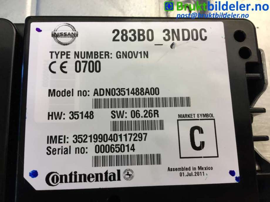 Styreenhet diverse til Nissan Leaf 2011-2017 (Type I) (NISSAN|283B0 3ND0C|)