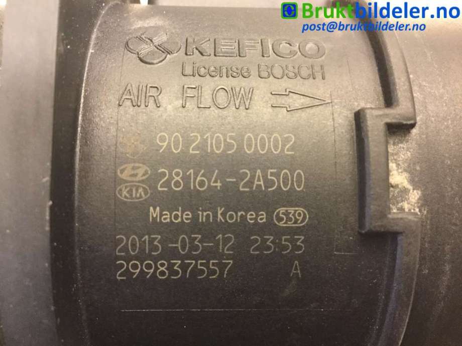 Luftmengde/luftmassemåler til Kia Carens 2013-2018 Type III  (KIA|28164-2A500|90 2105 0002|)
