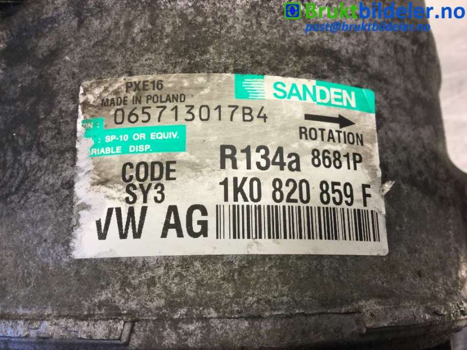 Aircondition kompressor til VW Passat 2005-2010 (B6) (B6) (VOLKSWAGEN|1K0 820 859 F|)