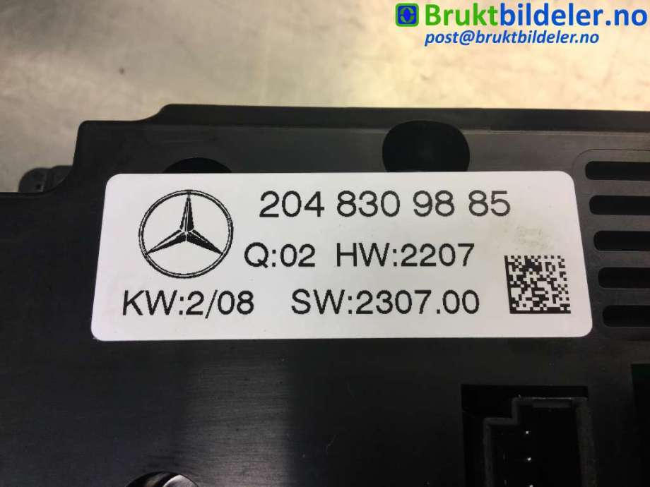 Varmeapparat betjening til Mercedes C-Klasse 2007-2011 (Fase 1) (W204) (W204) (MERCEDES|204 830 98 85|)