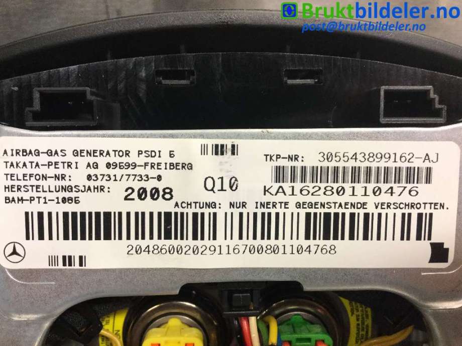 Airbag rattpute til Mercedes C-Klasse 2007-2011 (Fase 1) (W204) (W204) (MERCEDES|204 860 02 02|305543899162-AJ|)