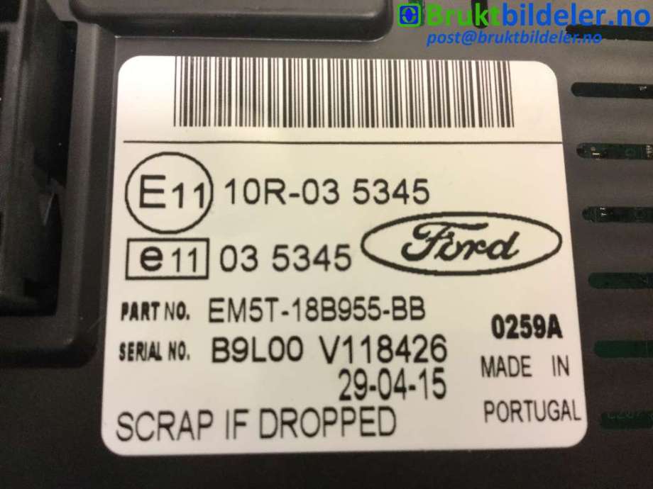 Multimedia display (MCU - Media Controller Unit) til Ford Transit Custom 2013-2023 (Type I)  (FORD|EM5T-18B955-BB|)