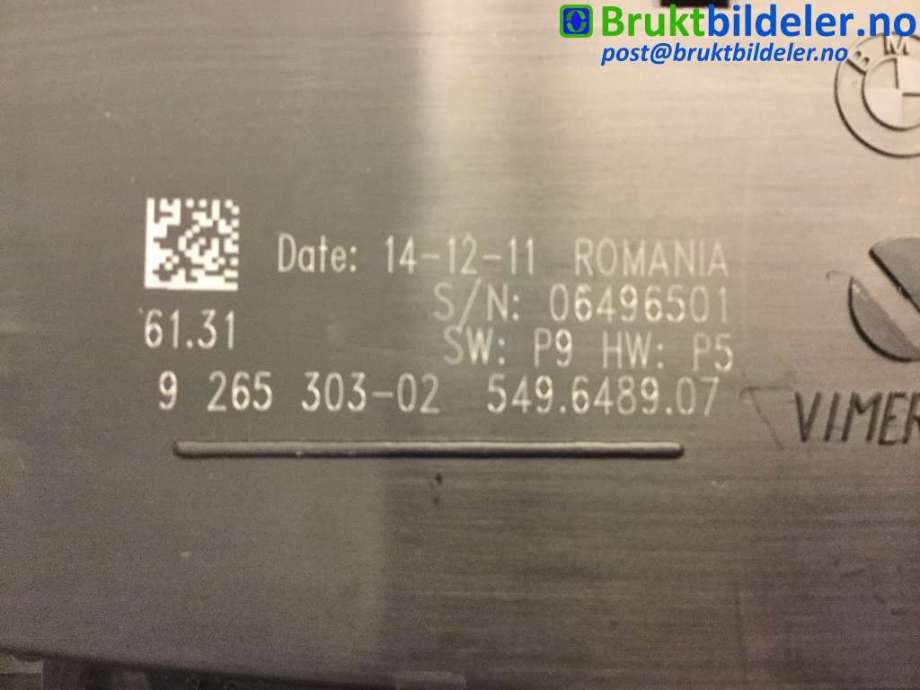 Bryter lys til BMW 1-Serie 2011-2015 (Fase 1) (F20/F21) (F20/F21) (BMW|9 265 303-02|)
