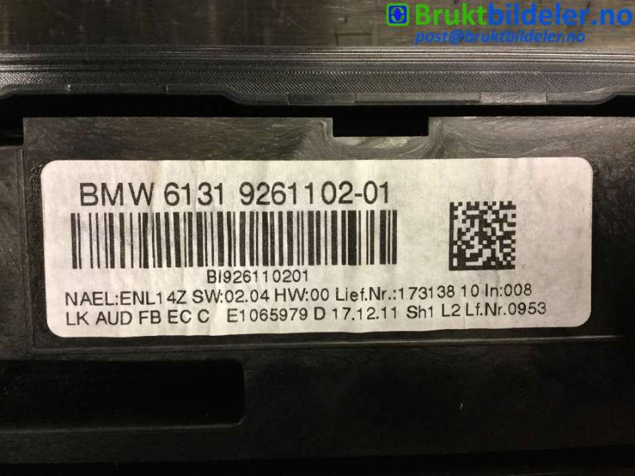 Varmeapparat betjening til BMW 1-Serie 2011-2015 (Fase 1) (F20/F21) (F20/F21) (BMW|6411 9 261 086-01||6131 9 261 102-01)