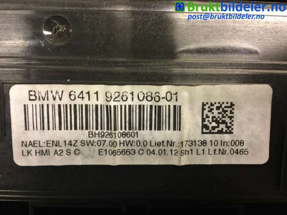 Varmeapparat betjening til BMW 1-Serie 2011-2015 (Fase 1) (F20/F21) (F20/F21) (BMW|6411 9 261 086-01||6131 9 261 102-01)