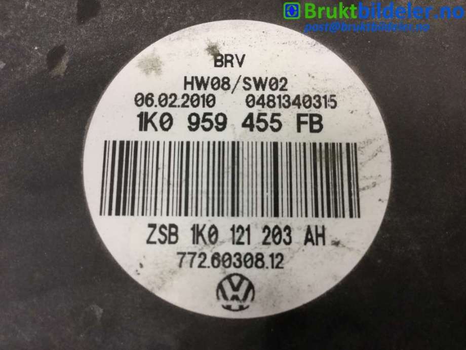 Kjølevifte til Audi A3 2009-2012 (Type II, Fase 2)  (AUDI|1K0 959 455 FB||1K0 121 205 AC)