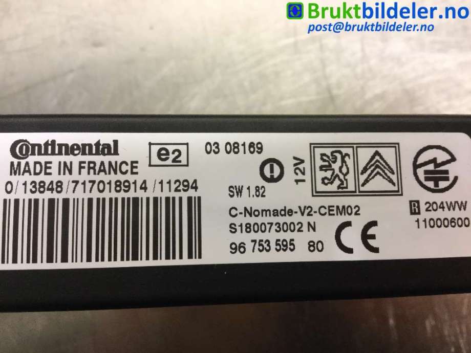 Bilstereo diverse til Peugeot Partner 2008-2015 (Type II, Fase 1)  (PEUGEOT|96 753 595 80|)