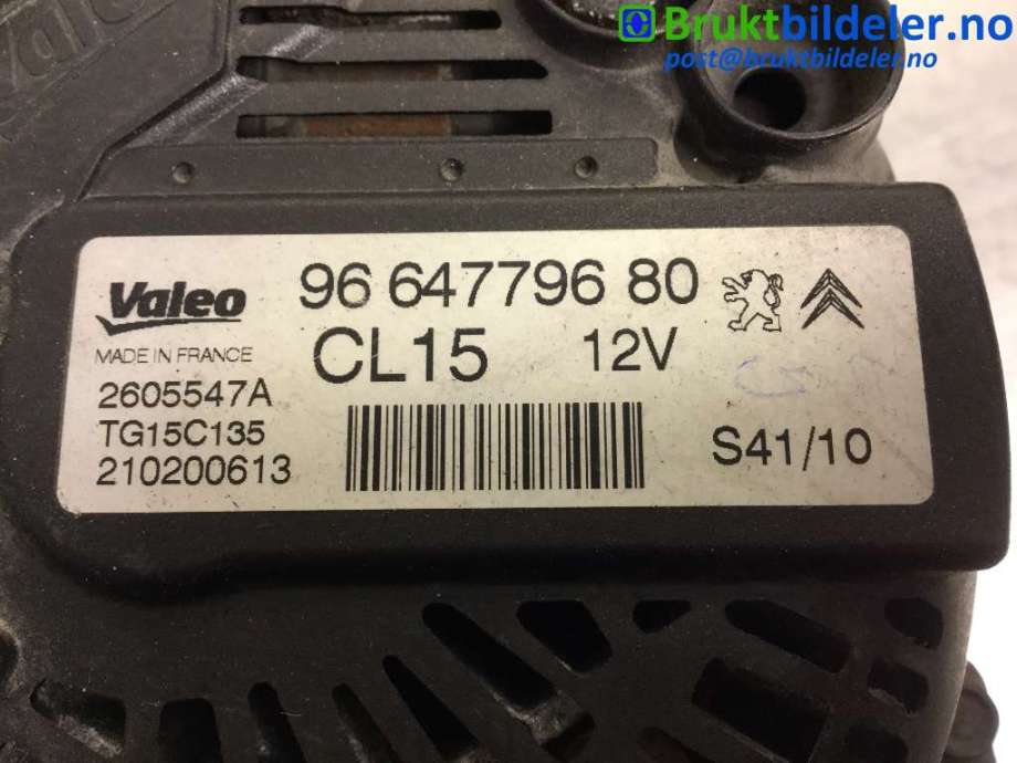 Dynamo til Citroën C3, Picasso 2009-2017  (CITROEN|96 647 796 80|2605547A|TG15C135)