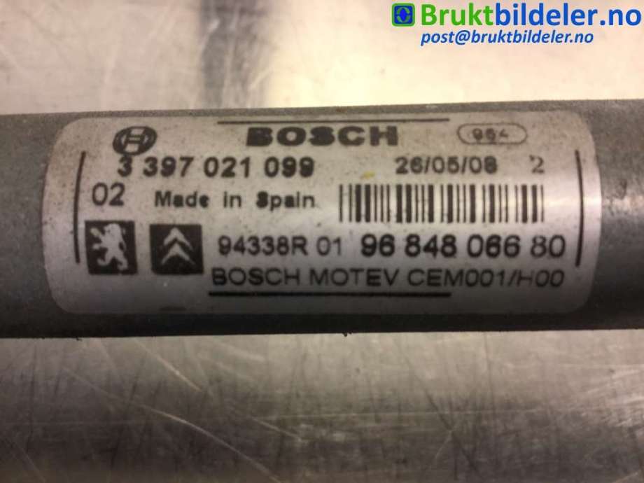 Viskermotor frontrute til Peugeot 308 2007-2011 (Type I, Fase 1)  (PEUGEOT|96 848 066 80|0 390 241 869|3 397 021 099)