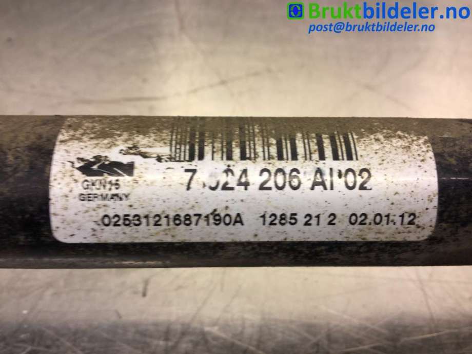 Drivaksel høyre bak til BMW 1-Serie 2011-2015 (Fase 1) (F20/F21) (F20/F21) (BMW|33 20 7 624 206||7 624 206 AI02)