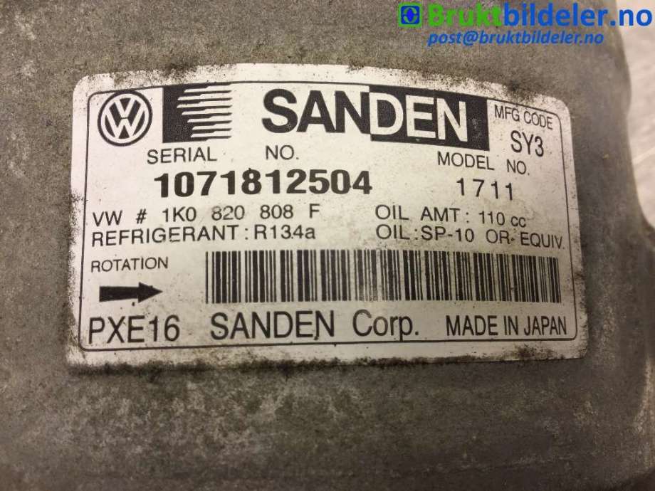 Aircondition kompressor til Škoda Octavia 2005-2008 (Type II, Fase 1)  (SKODA|1K0 820 808 F|)
