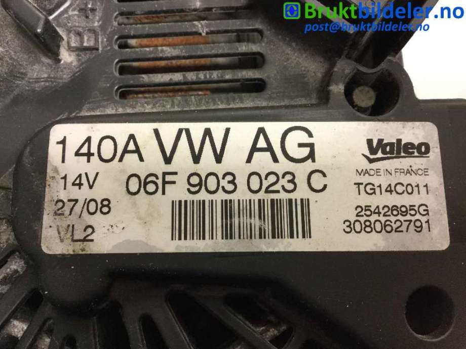Dynamo til Škoda Octavia 2005-2008 (Type II, Fase 1)  (SKODA|06F 903 023 C|2542695G|TG14C011)