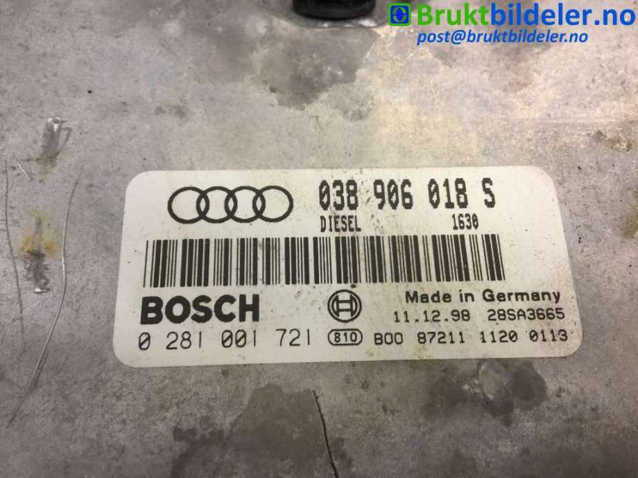 Styreenhet motor til Audi A4 1995-1999 (Type I, Fase 1) (B5) (B5) (AUDI|038 906 018 S|0 281 001 721|)