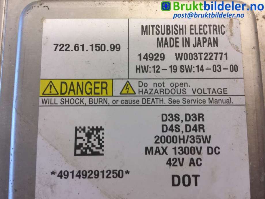 Styreenhet xenon/ballast til Volvo V40 2012-2019  (VOLVO|722 61 150 99|W003T22771|722.61.150.99)