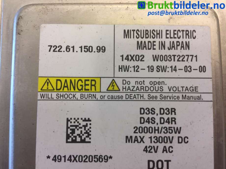 Styreenhet xenon/ballast til Volvo V40 2012-2019  (VOLVO|722 61 150 99|W003T22771|722.61.150.99)