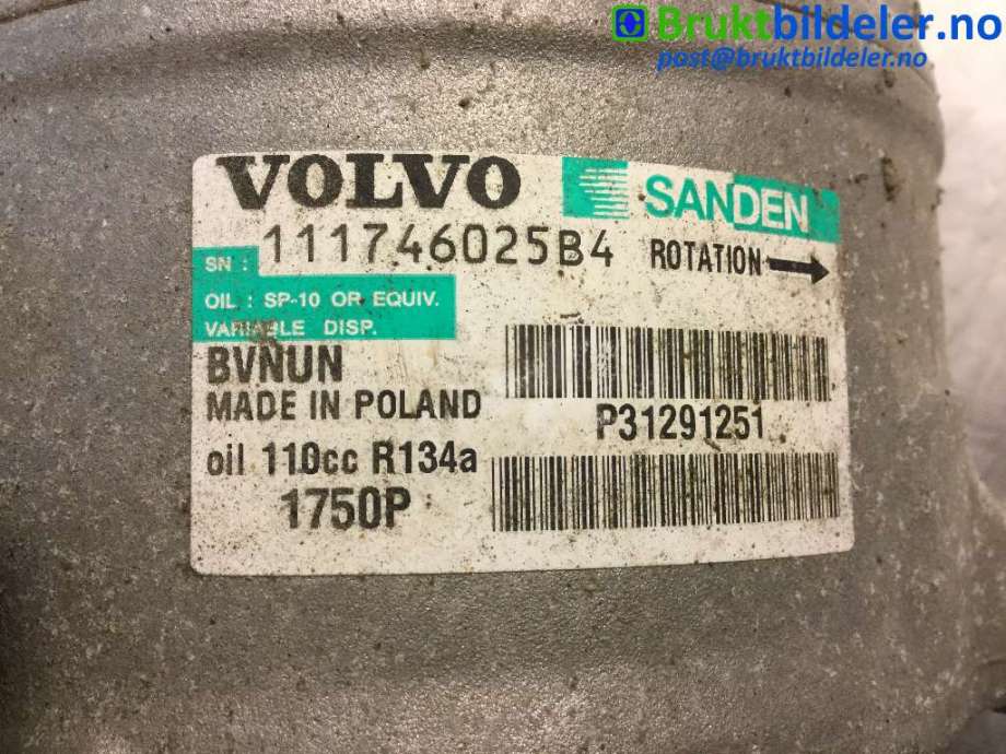Aircondition kompressor til Volvo V40 2012-2019  (VOLVO|P31291251|)