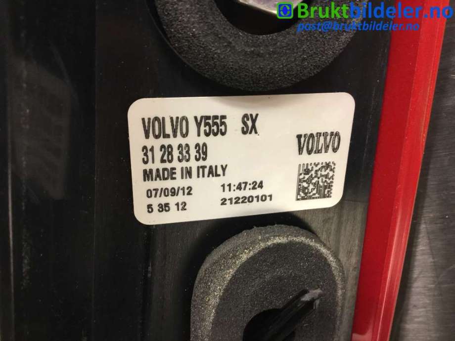 Baklykt venstre til Volvo V40 2012-2019  (VOLVO|31283339|21220101|)