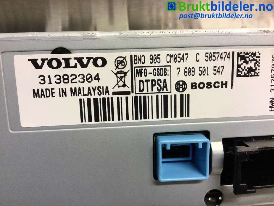 Instrument kjørecomputer til Volvo V40 2012-2019  (VOLVO|31382304|7 609 501 547|)