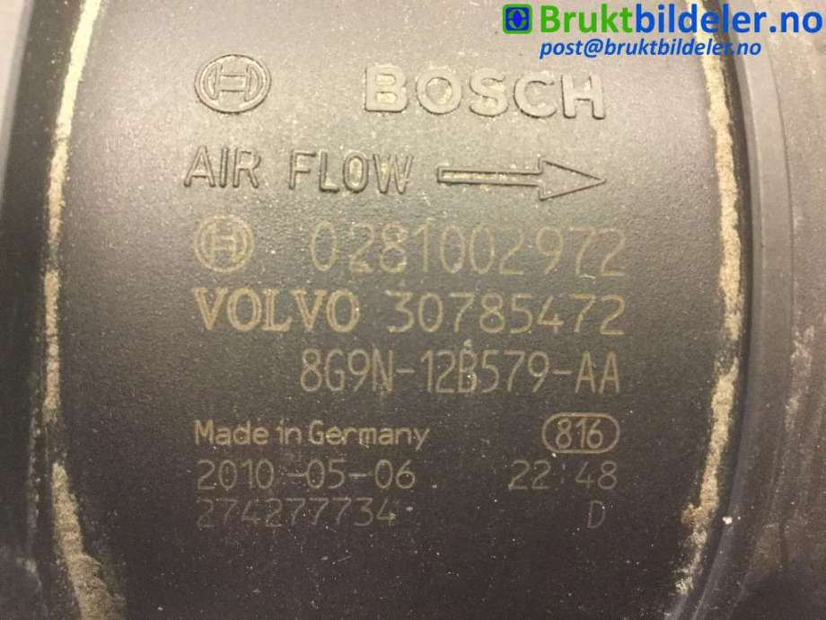 Luftmengde/luftmassemåler til Volvo XC60 2008-2013 (Type I, Fase 1)  (VOLVO|30785472|0 281 002 972|8G9N-12B579-AA)