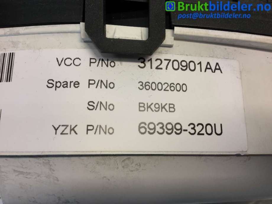 Instrumentpanel til Volvo XC60 2008-2013 (Type I, Fase 1)  (VOLVO|31270901 AA|69399-320U|36002600)
