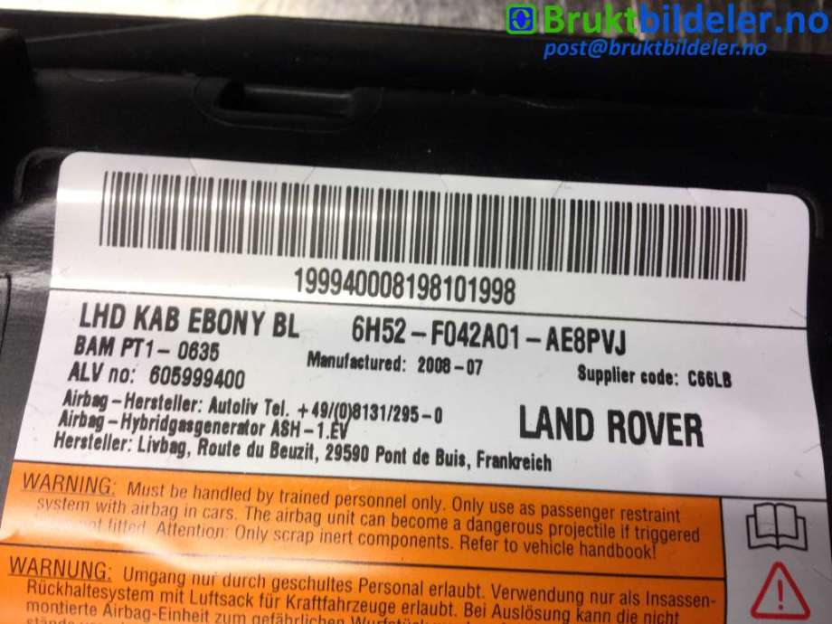 Airbag kne til Land Rover Freelander 2007-2014 (Type II) (LAND-ROVER|6H52-F042A01-AE8PVJ||6H52-F042A01-AE)