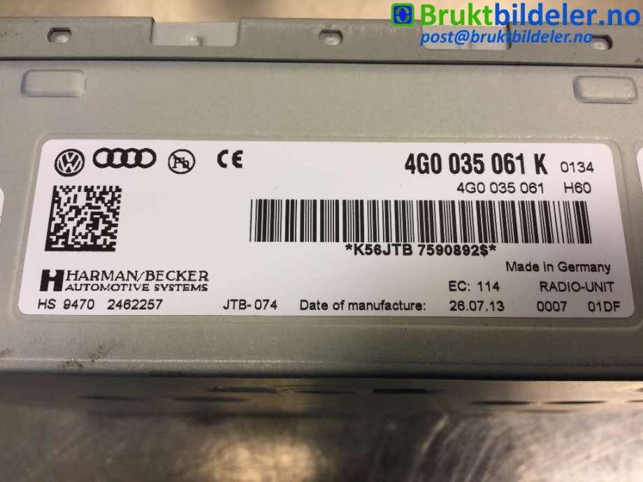 Bilstereo til Audi Q5 2012-2017 (Type I, Fase 2)  (AUDI|4G0 035 061 K|)