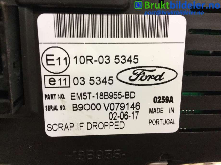 Multimedia display (MCU - Media Controller Unit) til Ford Transit Connect 2013-2018 Type II, Fase 1 (FORD|EM5T-18B955-BD|)