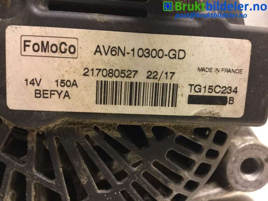 Dynamo til Ford Transit Connect 2013-2018 Type II, Fase 1  (FORD|AV6N10300GD|217080527|)