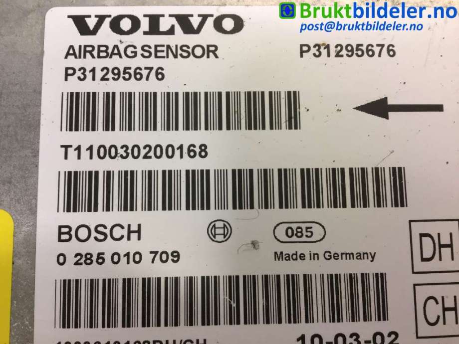 Airbag elektronikk til Volvo V70 2007-2013 (Type III, Fase 1)  (VOLVO||P31295676|0 285 010 709)