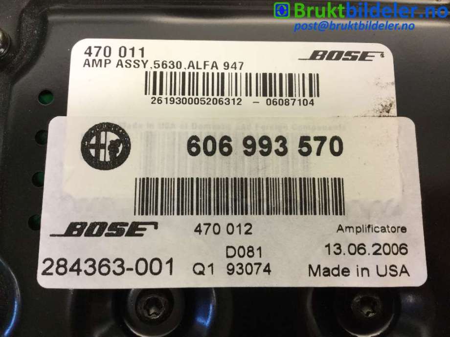 Bilstereo forsterker til Alfa Romeo GT 2004-2010 (ALFA ROMEO|606993570|284363-001|)