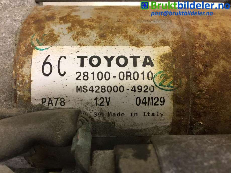 Starter diesel til Toyota Avensis 2009-2015 (Type III, Fase 1)  (TOYOTA|28100-0R010|MS428000-4920|)