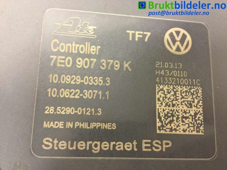 ABS sentral til VW Transporter / Caravelle 2009-2015 (Fase 2) (T5) (T5) (VOLKSWAGEN|7E0 614 517 H|10.0212-0842.4|7E0 907 379 K)