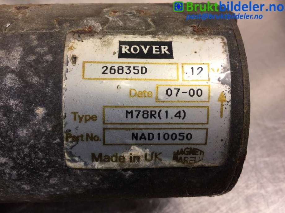 Starter til MG F 1996-2002  (ROVER MGF RD|NAD10050|26835D|M78R)