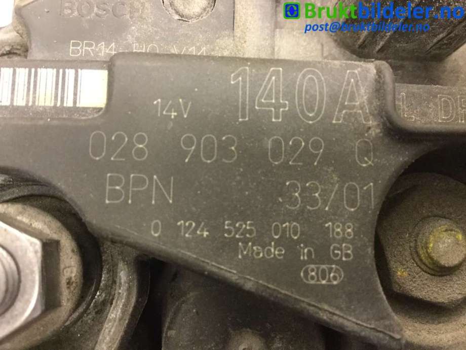 Dynamo til Audi A4 2001-2004 (Type II) (B6) (B6) (AUDI|028 903 029 Q|0 124 525 010|)