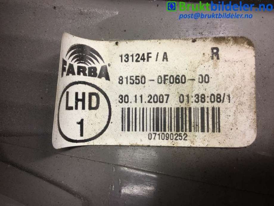 Baklykt høyre til Toyota Verso 2004-2009 (Type II)  (TOYOTA|81550-0F060|)