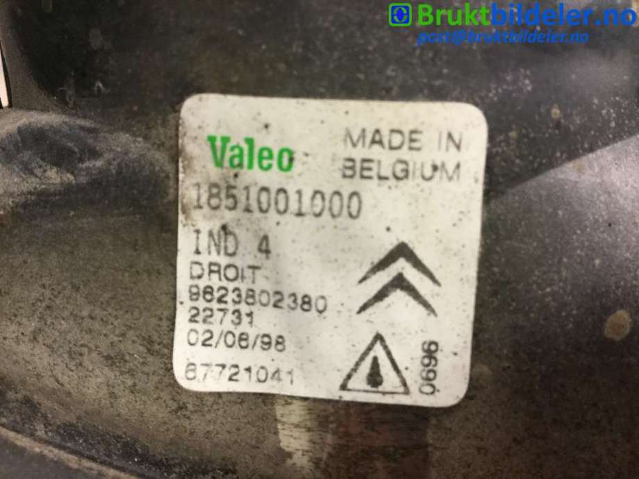 Tåkelykt venstre foran til Citroën Xsara 1998-2000 (Fase 1)  (CITROEN|96 238 023 80|1851001000|)