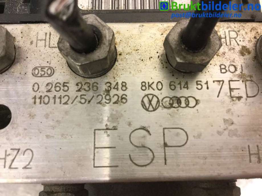 ABS sentral til Audi A4 2007-2014 (Type IV) (B8) (B8) (AUDI|8K0 907 379 BF|0 265 236 348|8K0 614 517 ED)