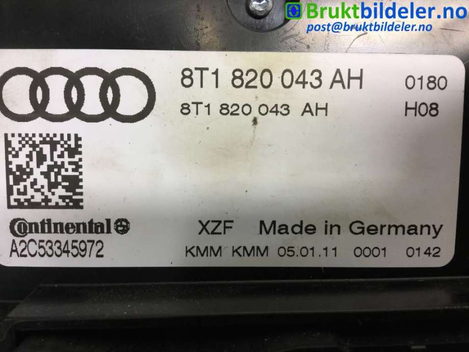 Varmeapparat betjening til Audi A4 2007-2014 (Type IV) (B8) (B8) (AUDI|8T1 820 043 AH|A2C53345972|)