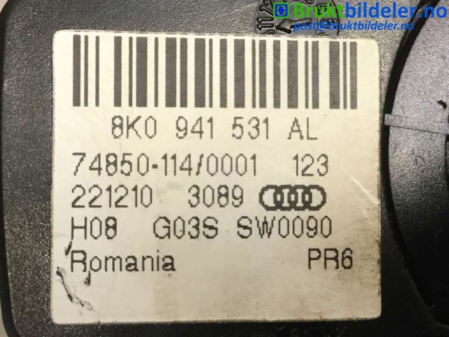 Bryter lys til Audi A4 2007-2014 (Type IV) (B8) (B8) (AUDI|8K0 941 531 AL|)