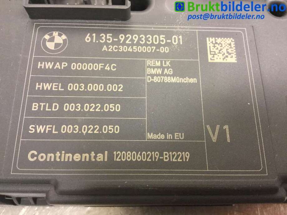 Styreenhet comfort (BCM) til BMW 1-Serie 2011-2015 (Fase 1) (F20/F21) (F20/F21) (BMW|6135 9 293 305|1208060219-B12219|)