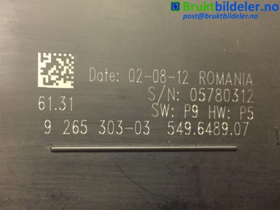 Bryter lys til BMW 1-Serie 2011-2015 (Fase 1) (F20/F21) (F20/F21) (BMW|9 265 303|)