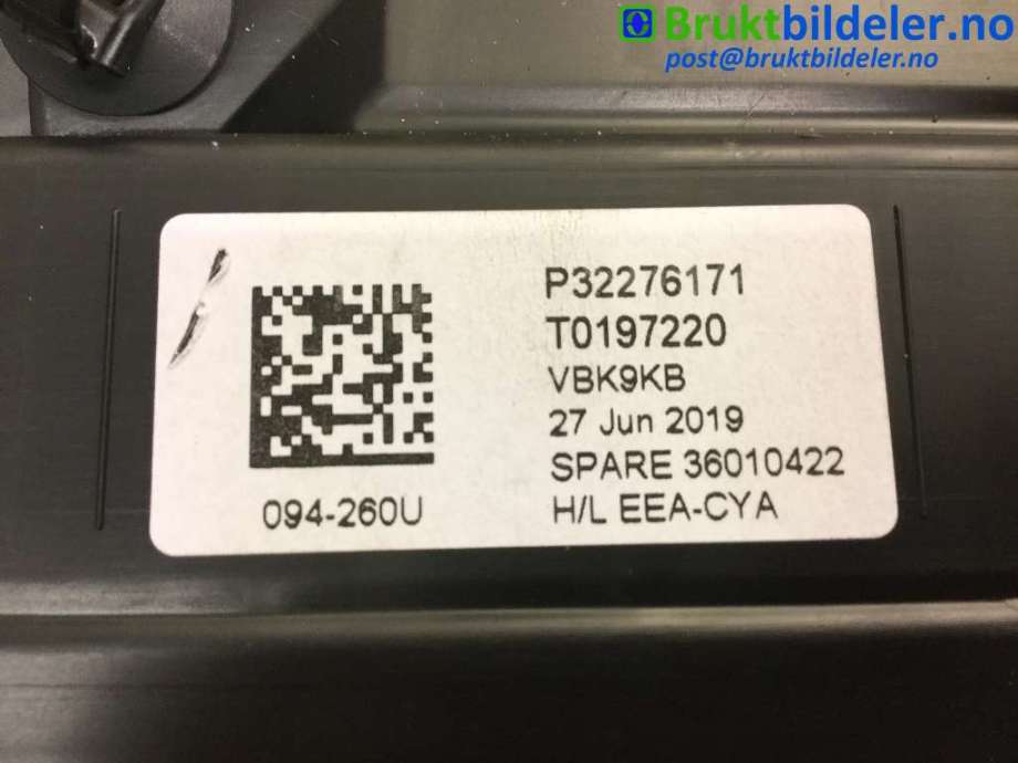 Instrumentpanel til Volvo XC40 2018-2024  (VOLVO|P32276171|T0197220|)