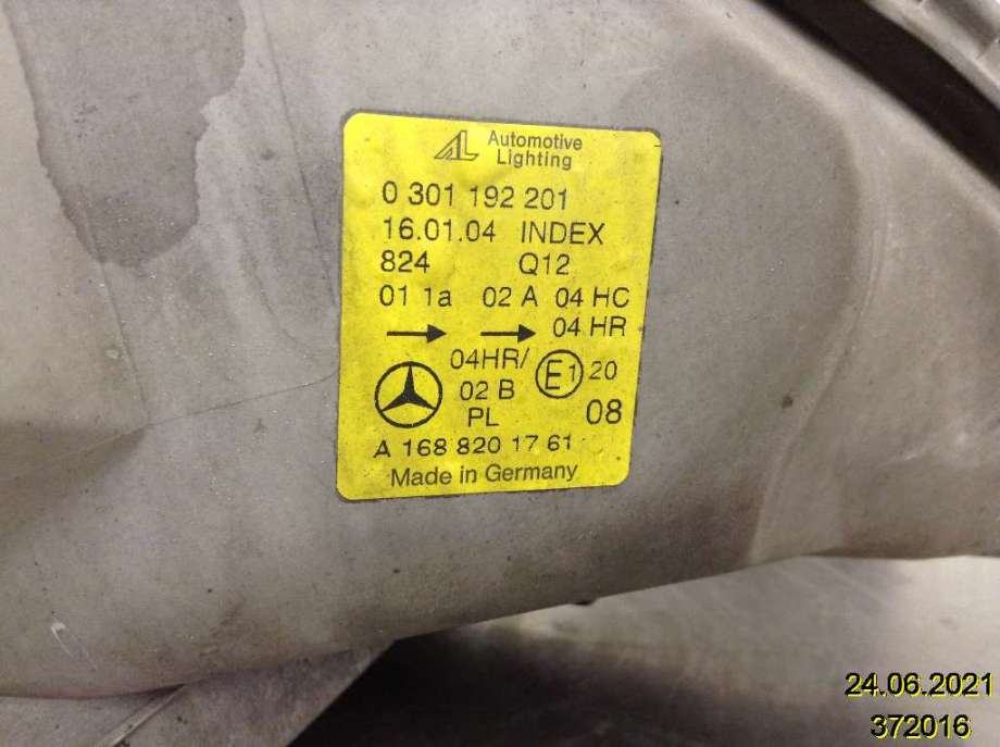Frontlykt venstre halogen til Mercedes A-Klasse 1998-2004 (W168) (W168) (MERCEDES|A 168 820 17 61|0 301 192 201|)