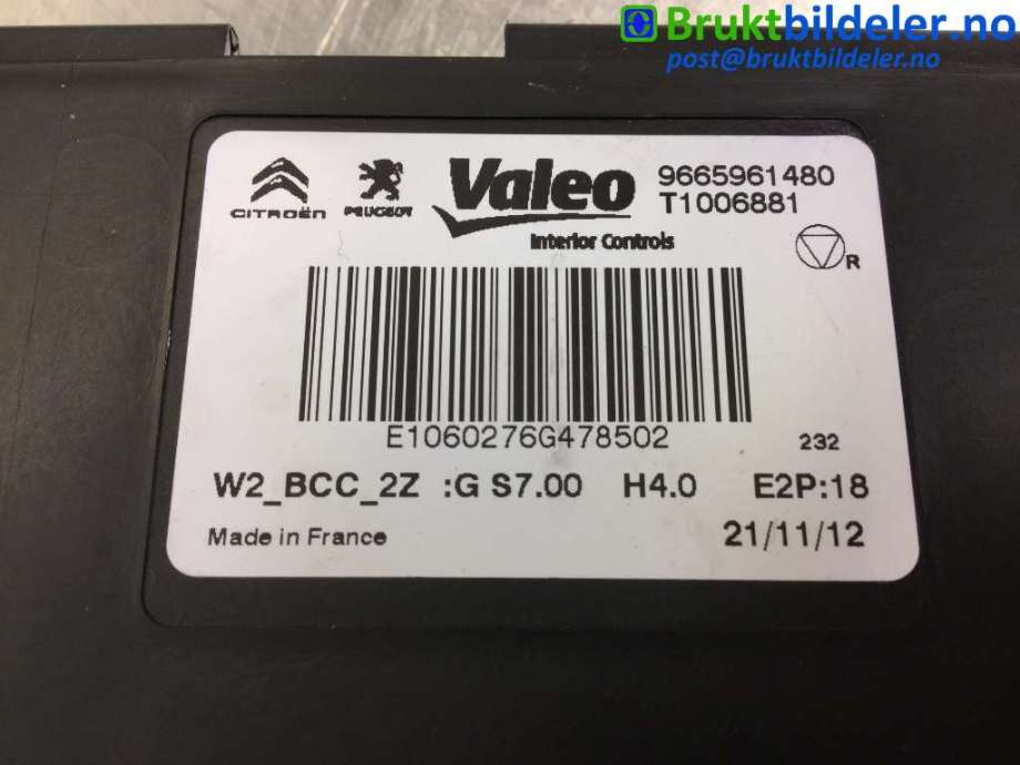 Styreenhet comfort (BCM) til Peugeot 508 2011-2014 (Type I, Fase 1)  (PEUGEOT|96 659 614 80|T1006881|)