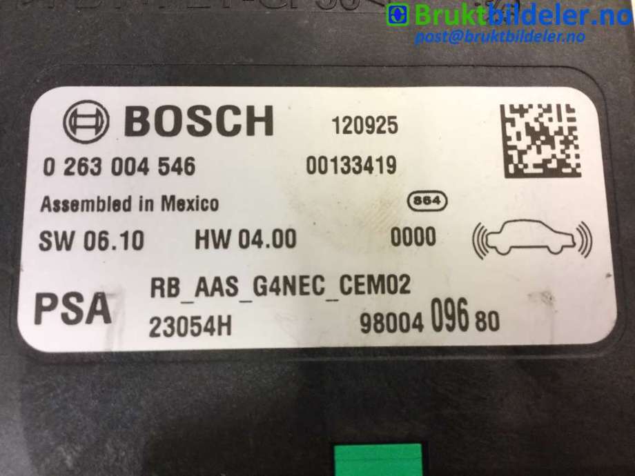Styreenhet parkering til Peugeot 508 2011-2014 (Type I, Fase 1)  (PEUGEOT|98 004 096 80|0 263 004 546|)