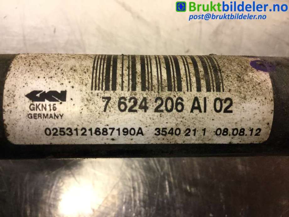 Drivaksel høyre bak til BMW 1-Serie 2011-2015 (Fase 1) (F20/F21) (F20/F21) (BMW|33 20 7 624 206||7 624 206 AI02)