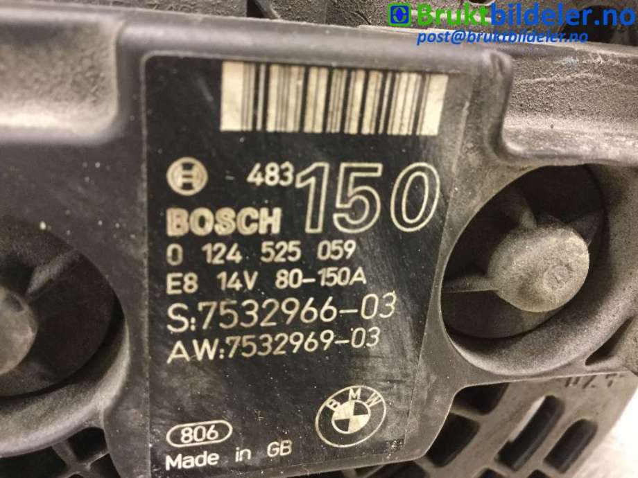 Dynamo til BMW 1-Serie 2004-2011 (E81/E82/E87/E88) (E81/E82/E87/E88) (BMW|12 31 7 532 966|0 124 525 059|12 31 7 533 270)