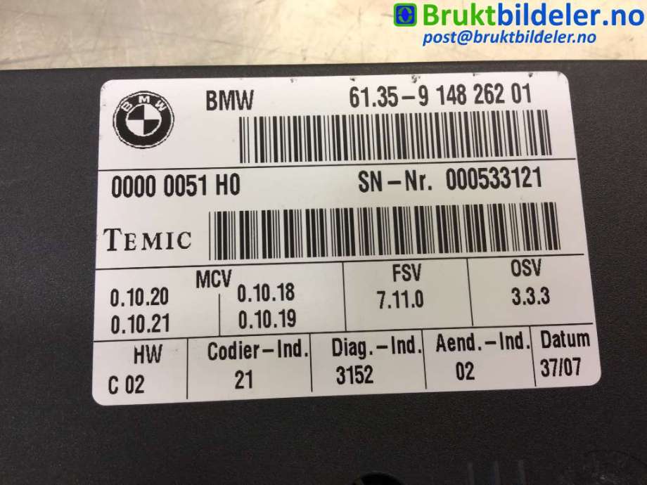 Styreenhet sete til BMW X5 2007-2013 (E70) (E70) (BMW|6135 9 148 262|000533121|)